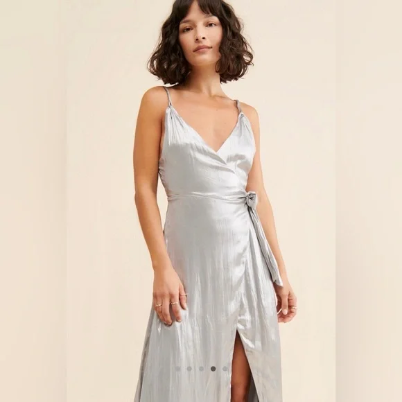 Free People Jocelyn Wrap Maxi Dress Silver - Picture 4 of 7